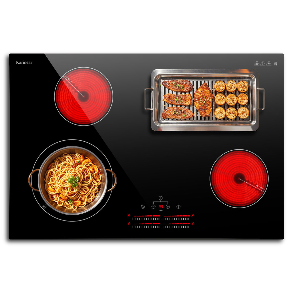 Karinear 30 Inch 4 Burner Electric Stove Top With Slide Control