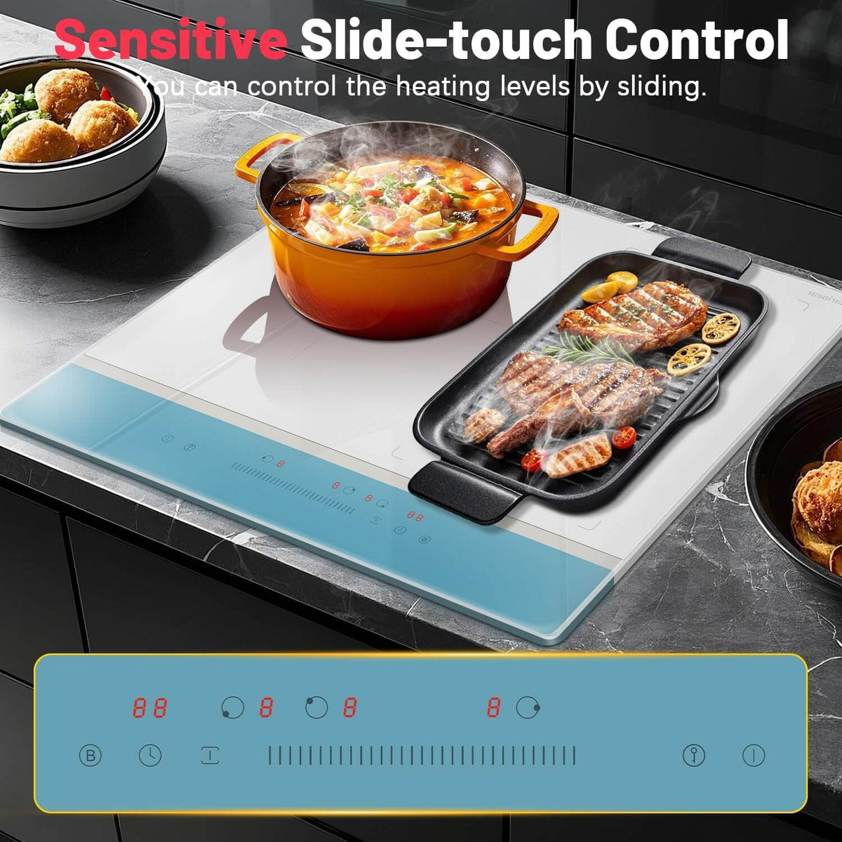 Karinear 24 inch induction cooktop With 3 burner With Boost and Flexible Zone 6800W