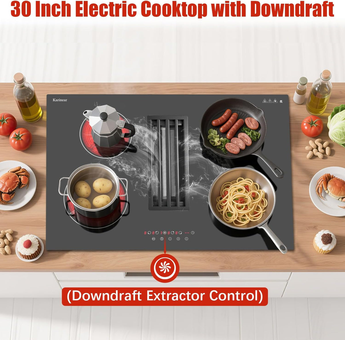 electric cooktop with downdraft