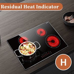30 Inch Electric Cooktop, 8400W 5 Burners Built-in Radiant Electric Stove Top, with Glass Protection Metal Frame, Slider Control, 9 Power Levels, Child Safety Lock, Timer, 220-240V