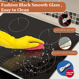 30 Inch Electric Cooktop, 8400W 5 Burners Built-in Radiant Electric Stove Top, with Glass Protection Metal Frame, Slider Control, 9 Power Levels, Child Safety Lock, Timer, 220-240V