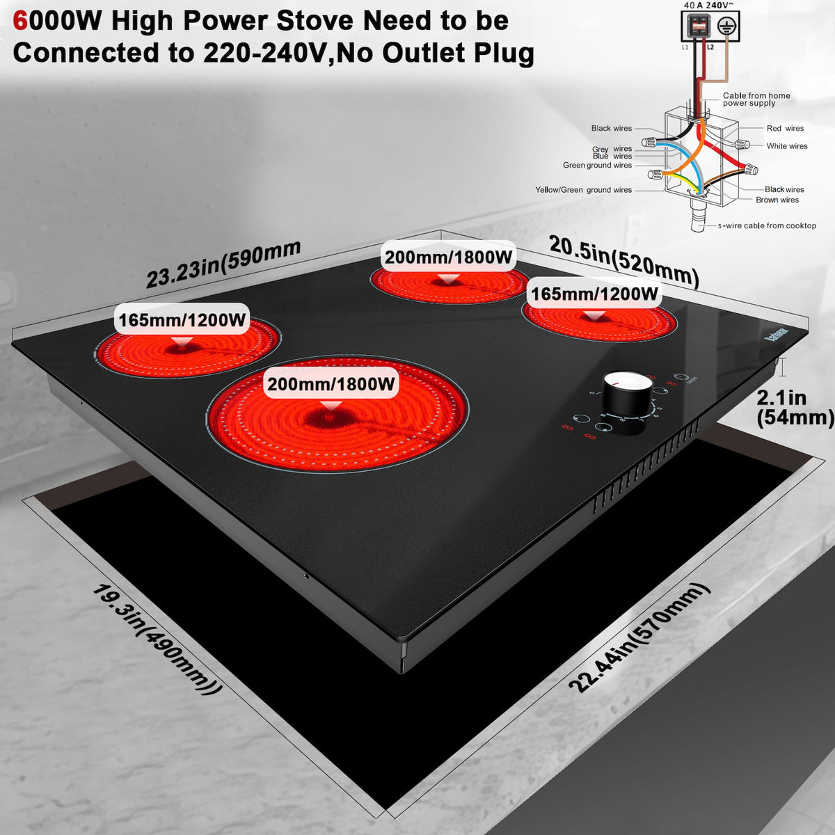 The high-quality ceramic glass surface ensures excellent abrasion resistance, just wipe it with a cleaning cloth, and it looks brand new again.