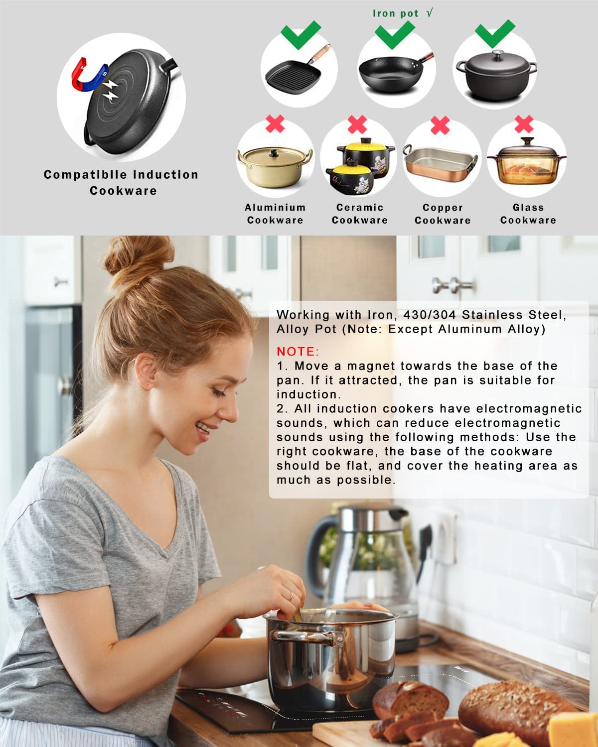 Karinear 12 Inch Induction Cooktop 2 Burner Drop In Electric Cooktop
