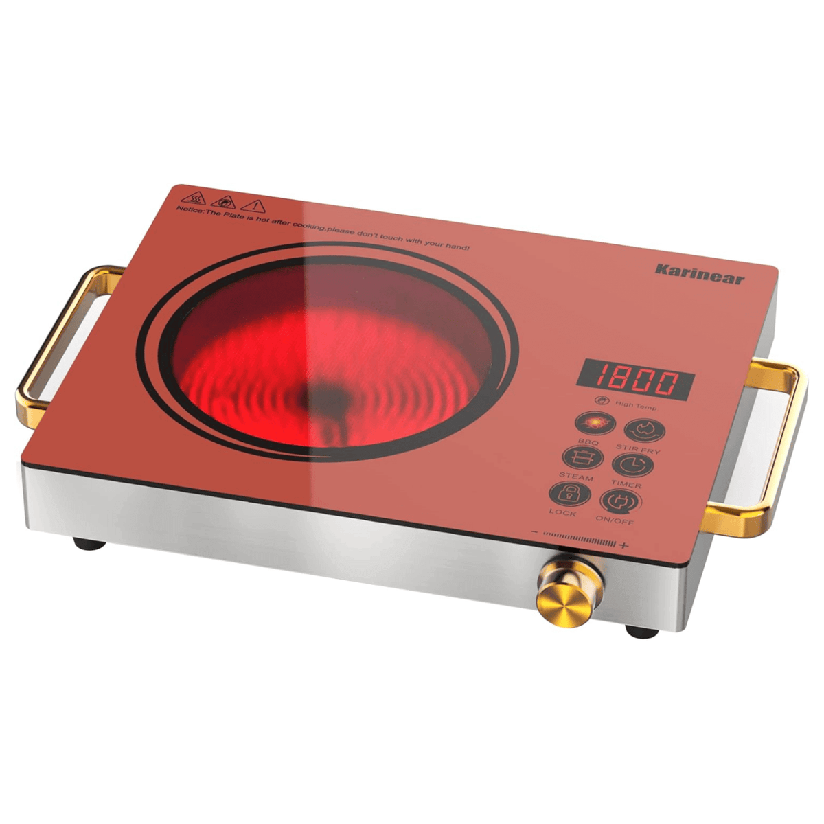Karinear Single Burner Portable Electric Cooktop With Handle