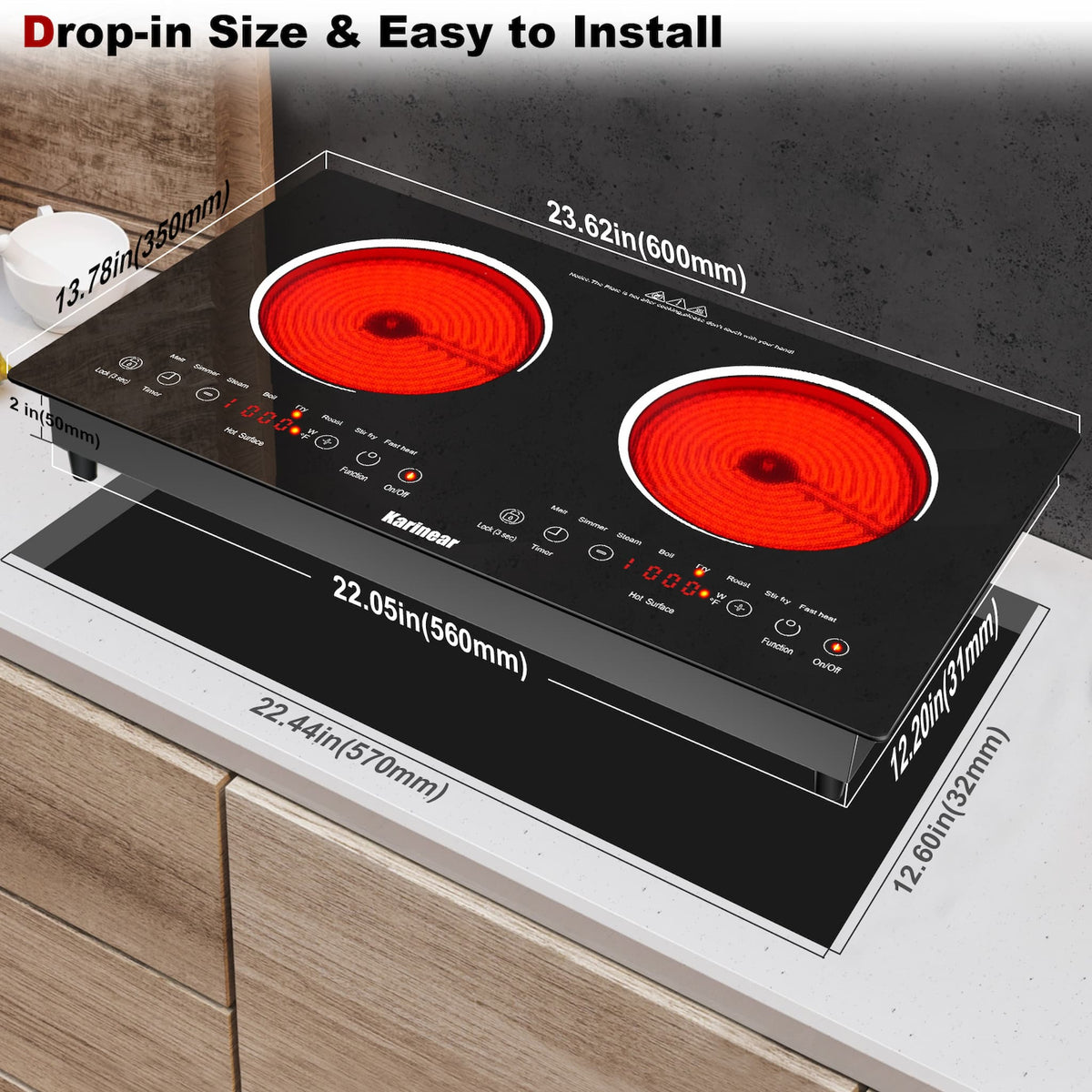 There are 4 foot brackets in the package, if you don't want to cut holes to mount the glass electric stove, you can choose to install the stove brackets and use it on a tabletop.
