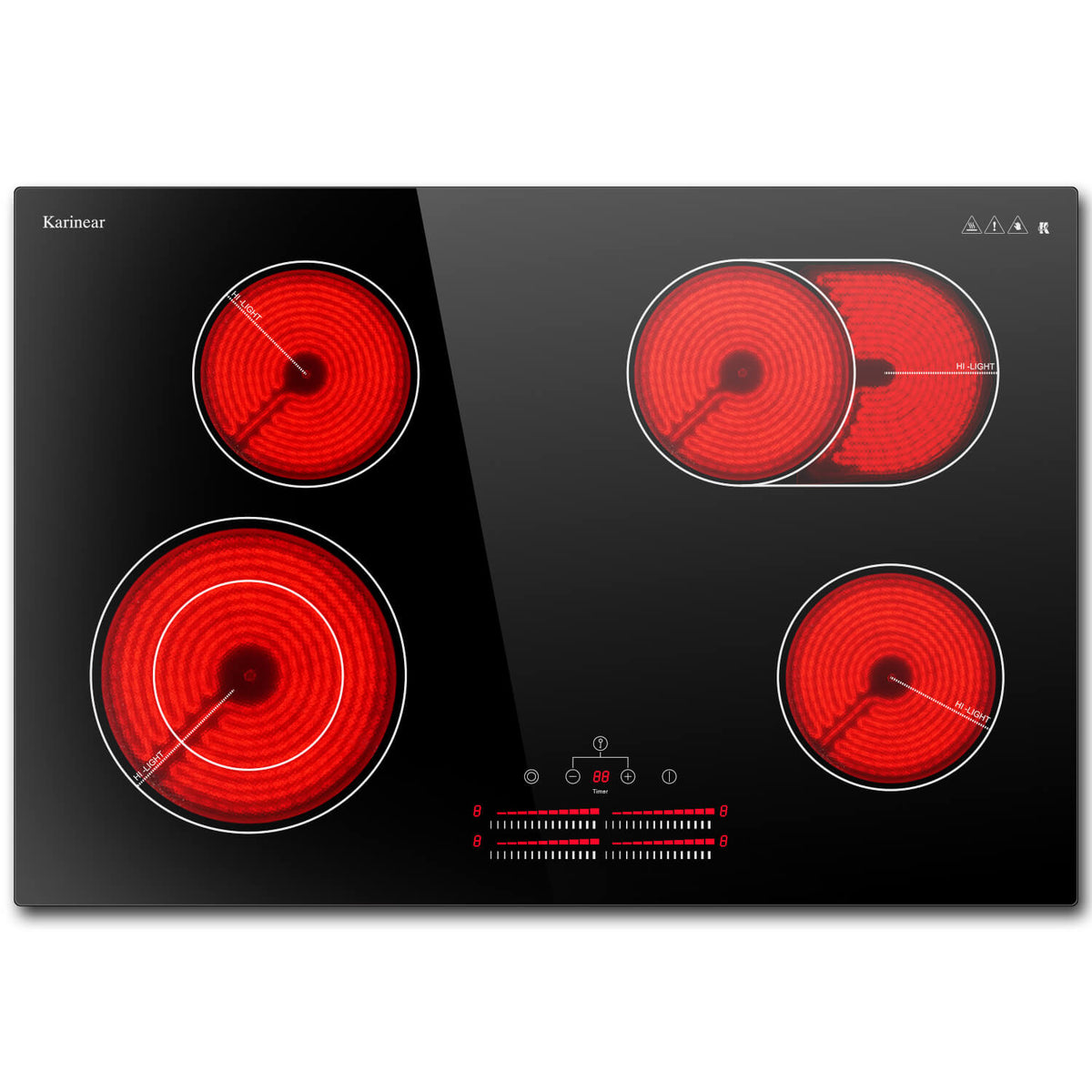 Karinear 30 Inch 4 Burner Electric Stove Top With Slide Control
