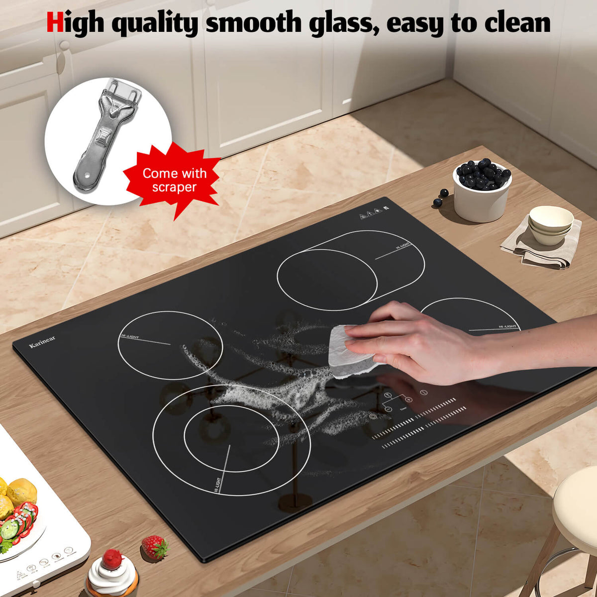 Karinear 30 Inch 4 Burner Electric Stove Top With Slide Control