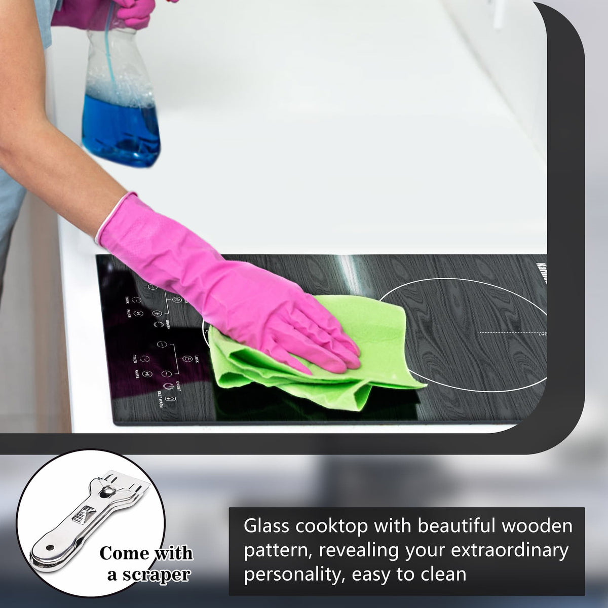 If you don't want to cut a hole to drop-in install the 12 inch electric cooktop, you can install the bottom bracket and put it on the countertop to use, you can always move it and use it as a portable electric cooktop.