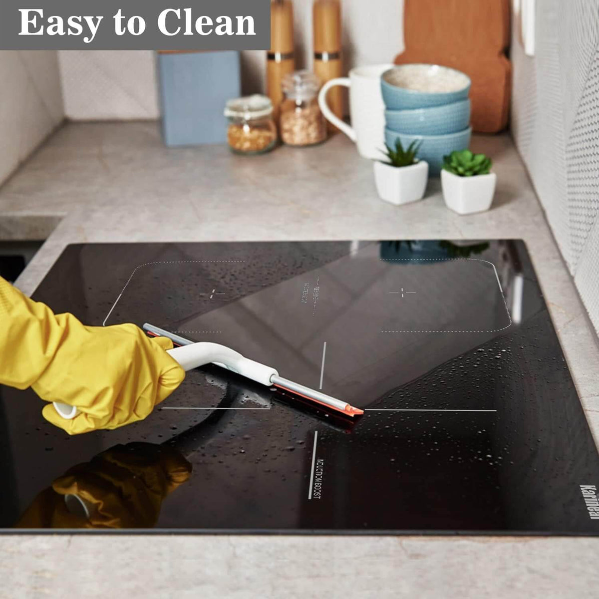 Karinear Induction Hob, 60cm 3 Zones Electric Hob with Slider Control, Boost Function and Flexi Zone 6800W, Hard Wired, No Plug Included
