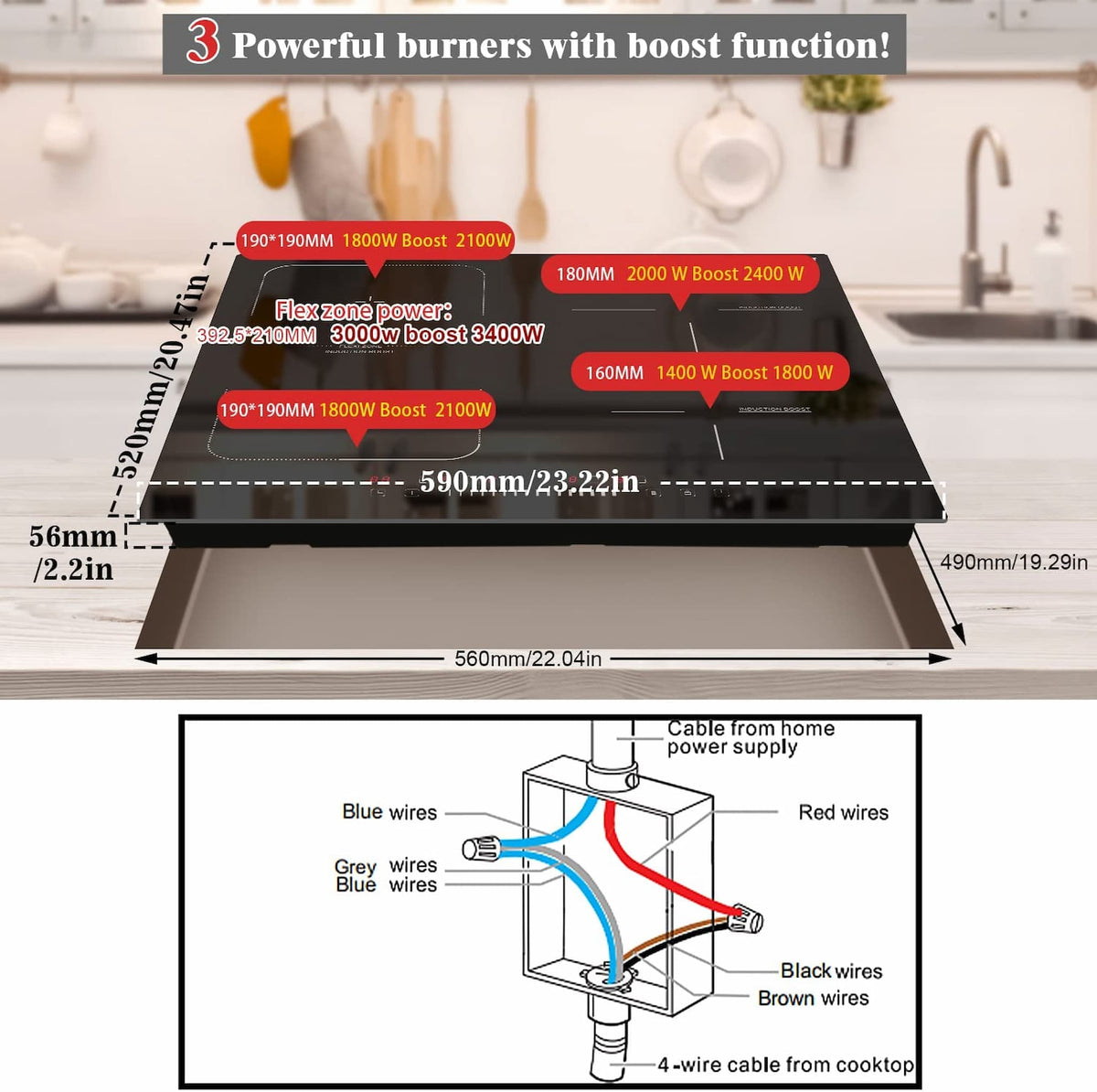 To better protecting the glass, this 12'' ceremic hob equipped with a metal frame, which can also beautify the glass cooktop making the electric stove look more modern and textured.