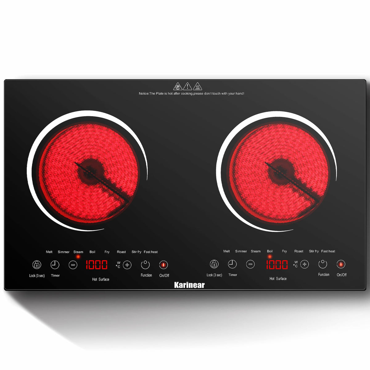 Multifunctional 12 Inch Electric Cooktop 2 Burners
