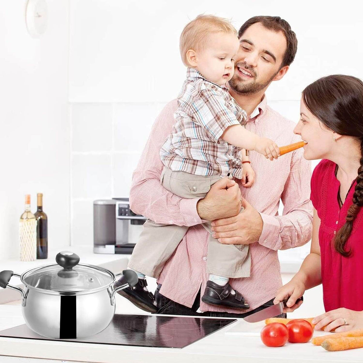 Karinear built-in glass ceramic hob, 4 hobs, with double pull-out zone, integrated electric table with touch control, timer, lock for children, 6600 W