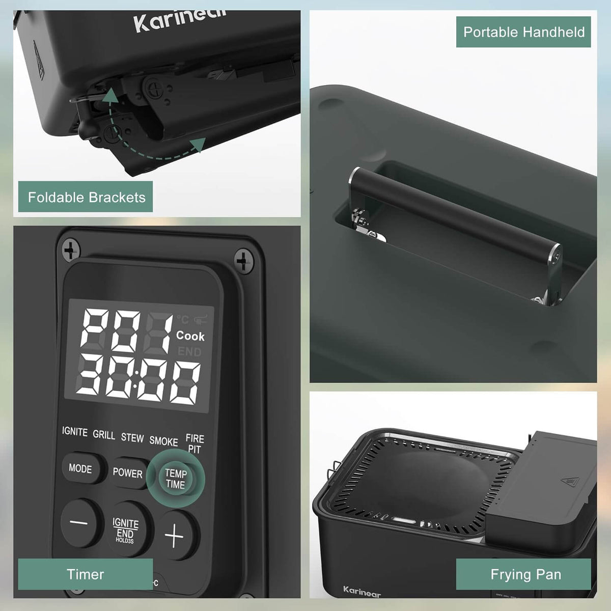 Karinear Woodfire Electric Outdoor Grill With Pellets and Digital Probe
