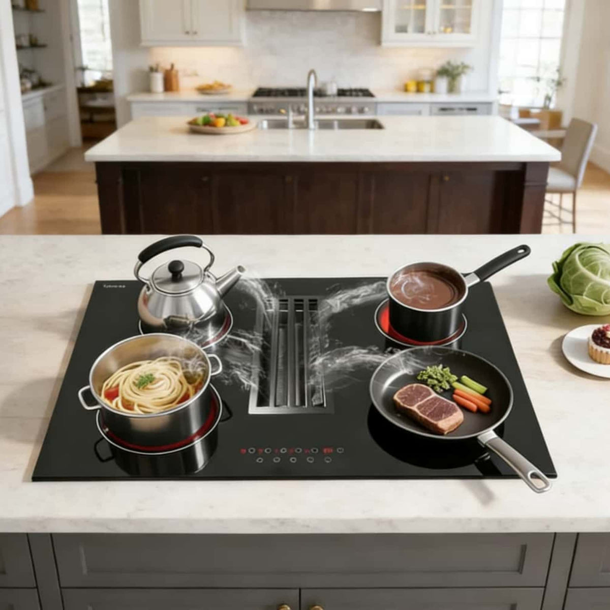 Electric Cooktop with Downdraft