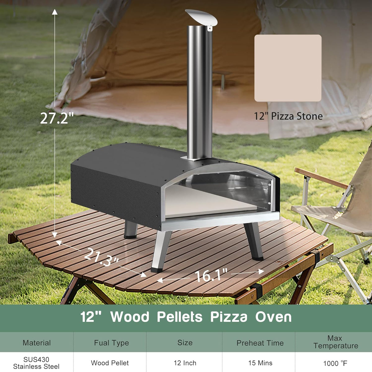 outdoor pizza oven table