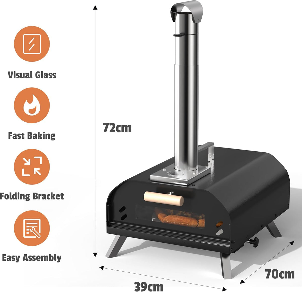 Karinear Portable Pizza Oven With Pizza Peel and Pizza Cutter For Outdoor