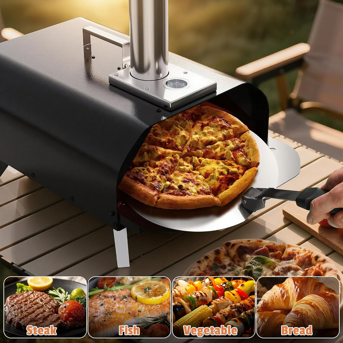 Karinear Portable Pizza Oven With Pizza Peel and Pizza Cutter For Outdoor