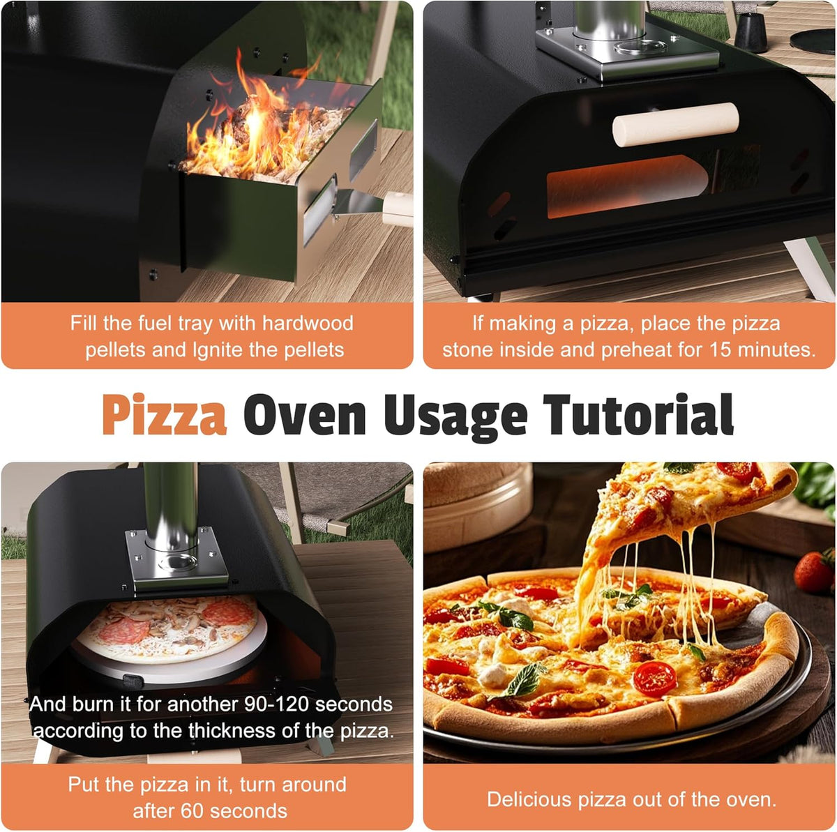 Karinear Portable Pizza Oven With Pizza Peel and Pizza Cutter For Outdoor
