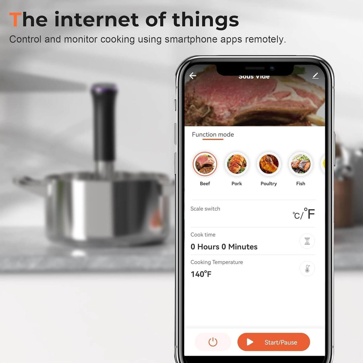Karinear Sous Vide Machine With LED, Wifi App Control