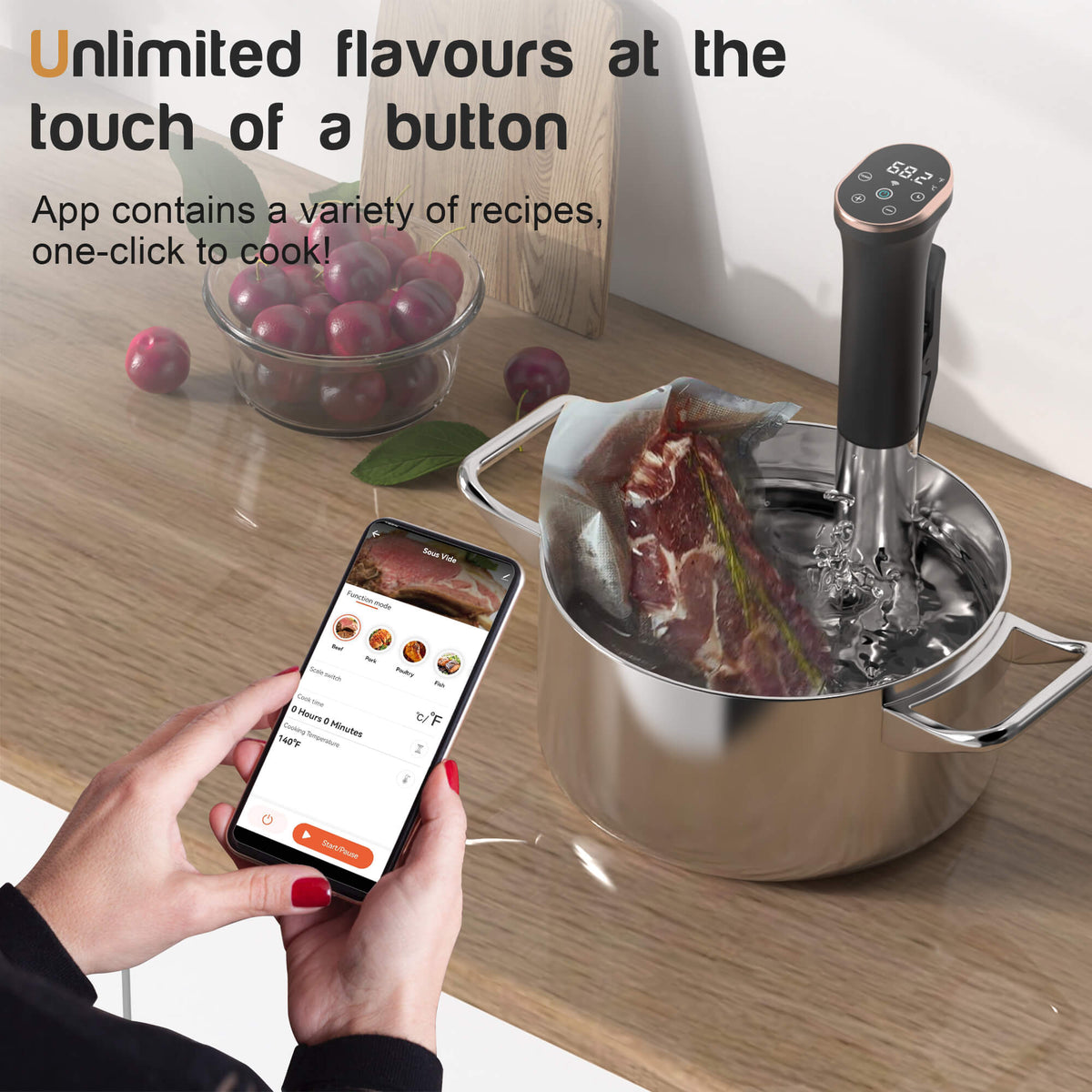 Karinear Sous Vide Wifi App Control With Vacuum Bag & Pump Kit, Souse Vide Magnet